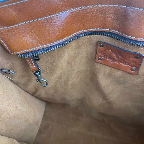 Patricia Nash Zancona Tote Brown Leather Shoulder Bag Studded Double Handle - Picture 10 of 15